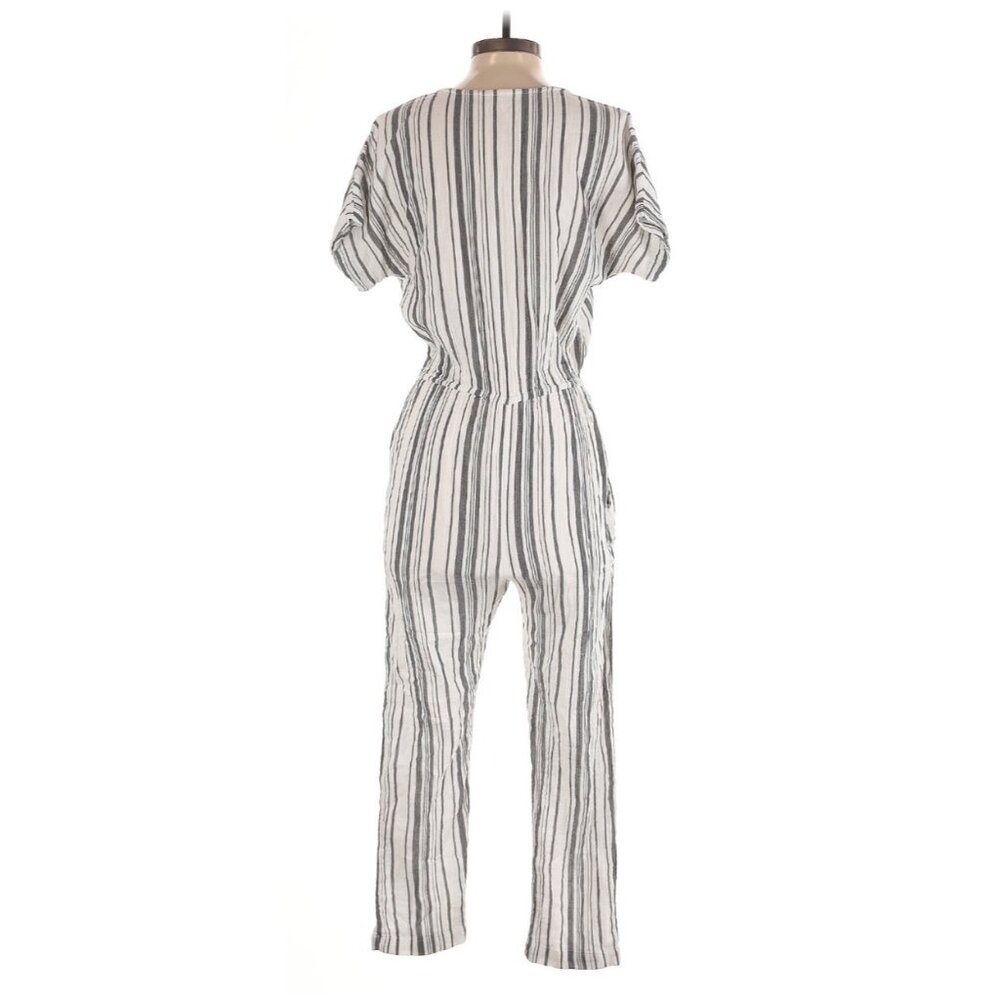 Jens Pirate Booty X Free People Ivory & Charcoal Striped Casual Boho Jumpsuit - Picture 7 of 14